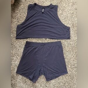SKIMS Boyfriend Navy Blue Sleepwear Set